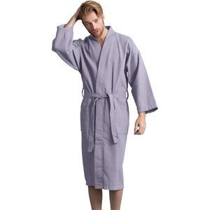 Waffle Spa Bathrobe. Luxurious Square Pattern Premium Cotton For Men
